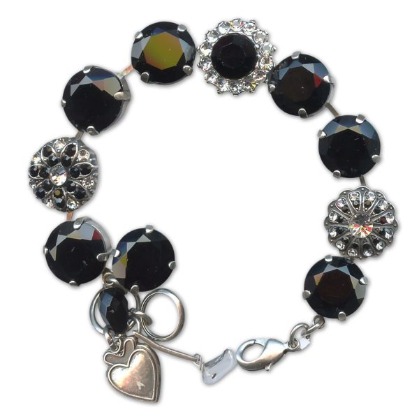 Bracelet by Mariana Woman Luxurious Jet and Clear Swarovski Crystals