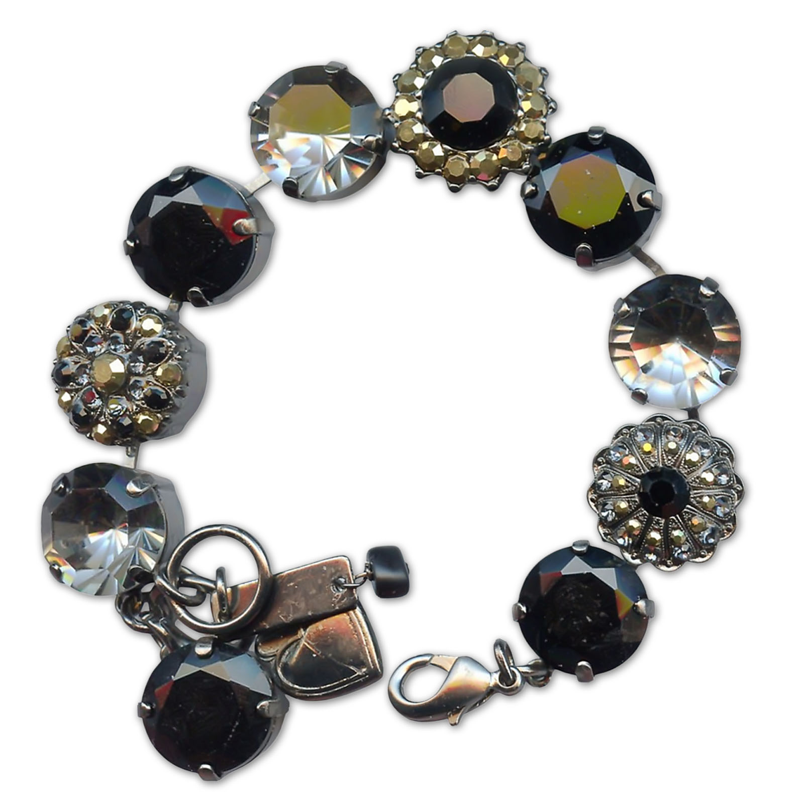 B-4195-280-5-SP (3) Bracelet by Mariana Woman Glamorous Jet and Dorado Swarovski Crystals - Image 1