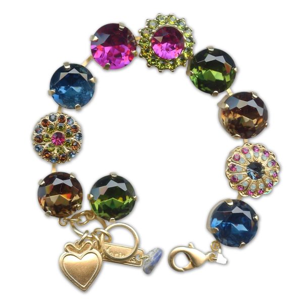 Bracelet by Mariana Woman Glamorous Fuchsia and Green Swarovski Crystals