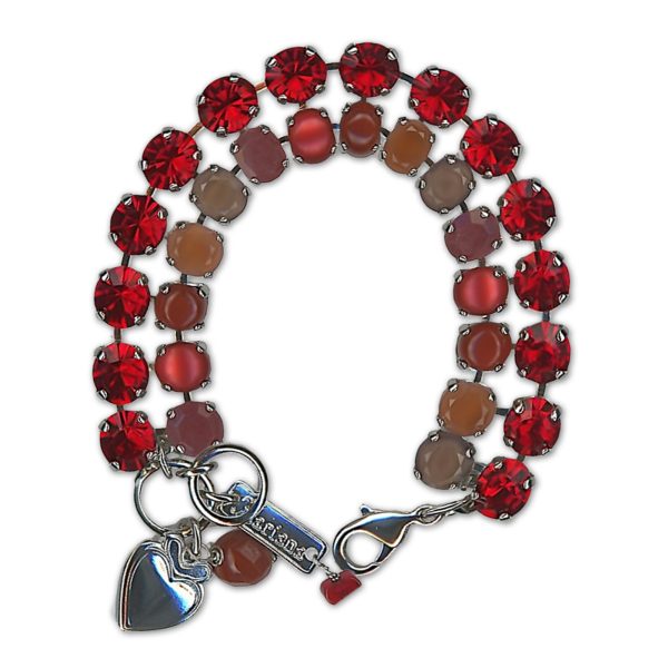 Bracelet by Mariana Woman Stunning Red Opal Mineral and Siam Swarovski Crystals