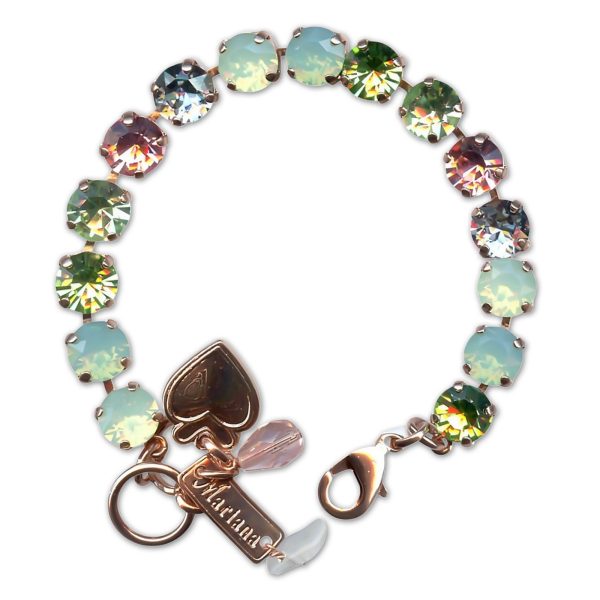 Bracelet by Mariana Woman Ethereal Green and Rose Swarovski Crystals