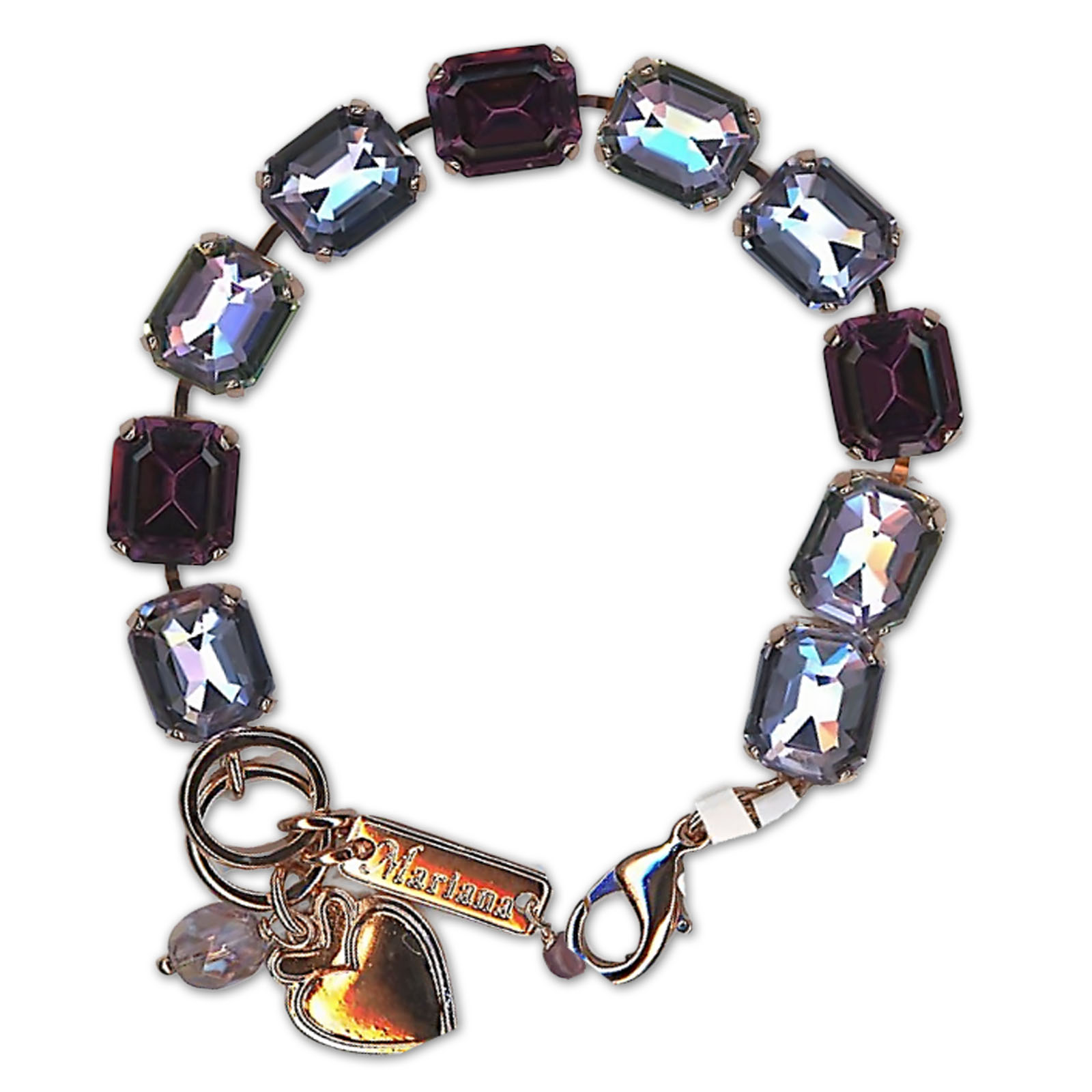 B-4414-5015-RG (2) Bracelet by Mariana Woman Elegant Amethyst and Violet Swarovski Crystals - Image 1