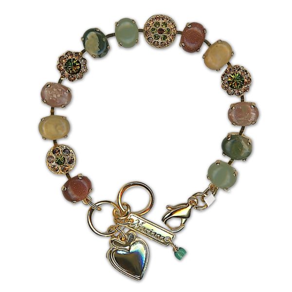 Bracelet by Mariana Woman Opulent Jade Mineral and Fern Swarovski Crystals