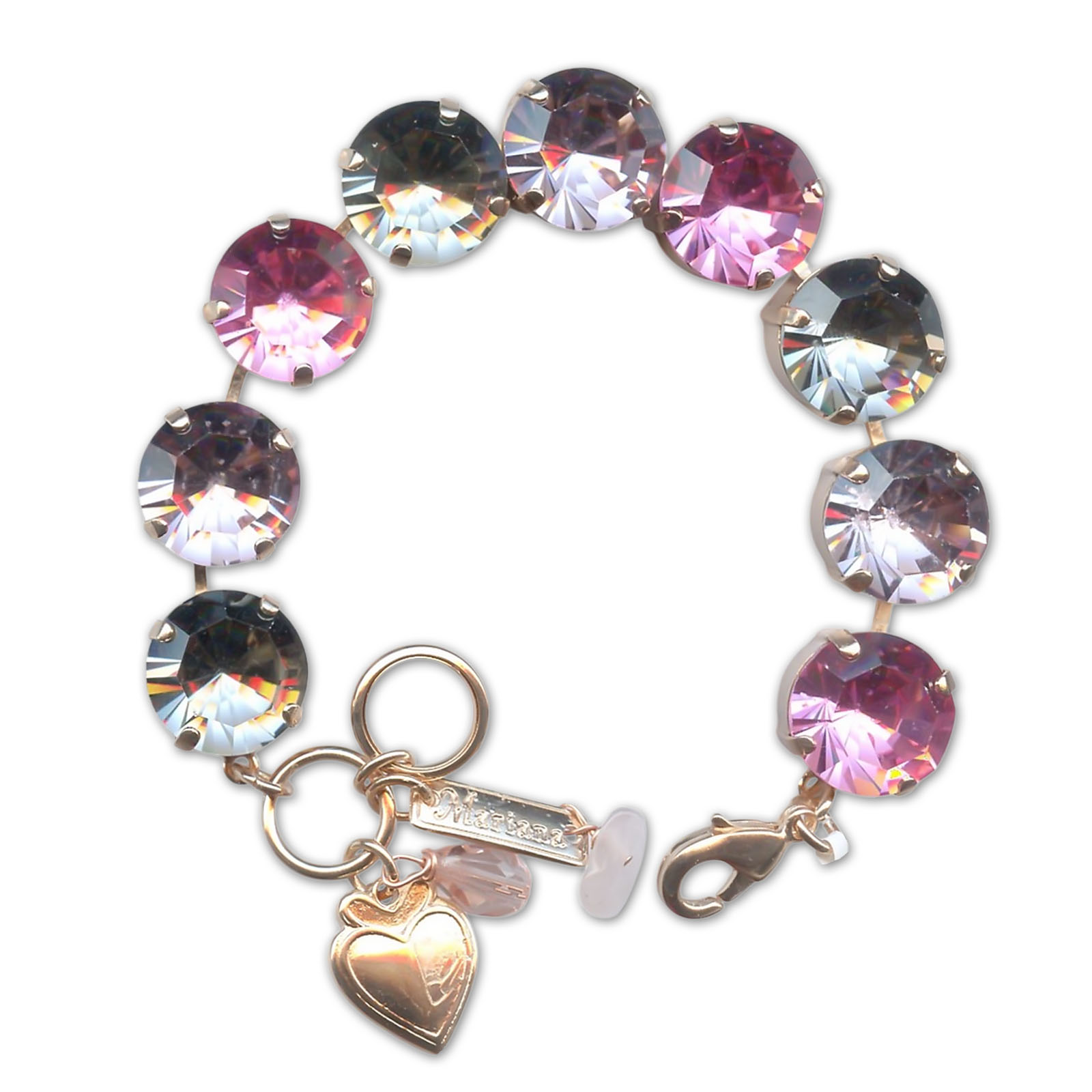B-4438-3211-RG (1) Bracelet by Mariana Woman Lovely Lavender and Pink Swarovski Crystals - Image 1