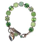 Bracelet by Mariana Woman Charming Synthetic Opal Mineral and Green Swarovski Crystals