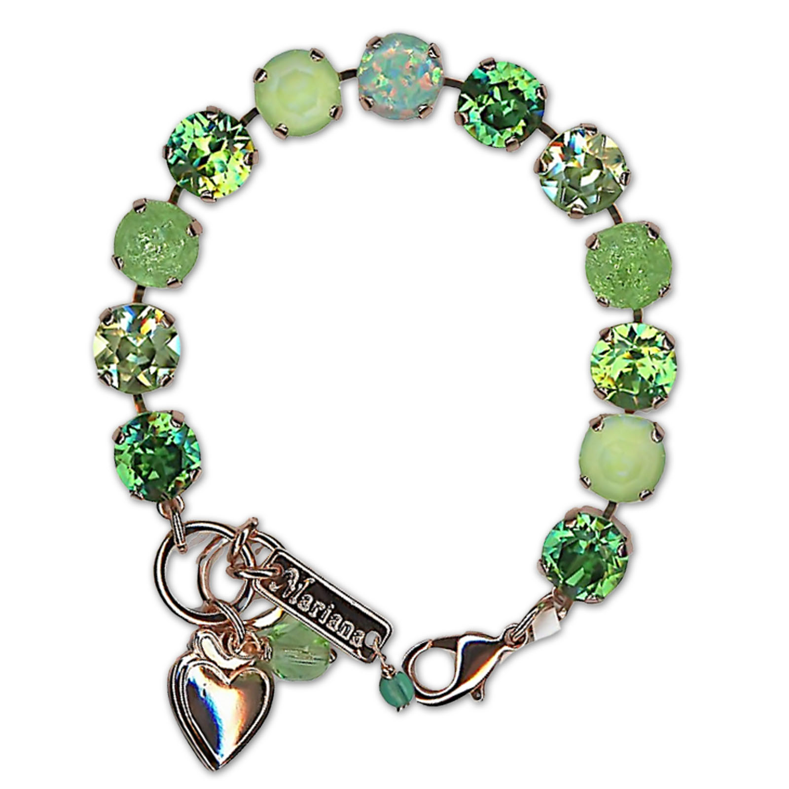 B-4445-1-1SO1-M4004-RG (1) Bracelet by Mariana Woman Charming Synthetic Opal Mineral and Green Swarovski Crystals - Image 1