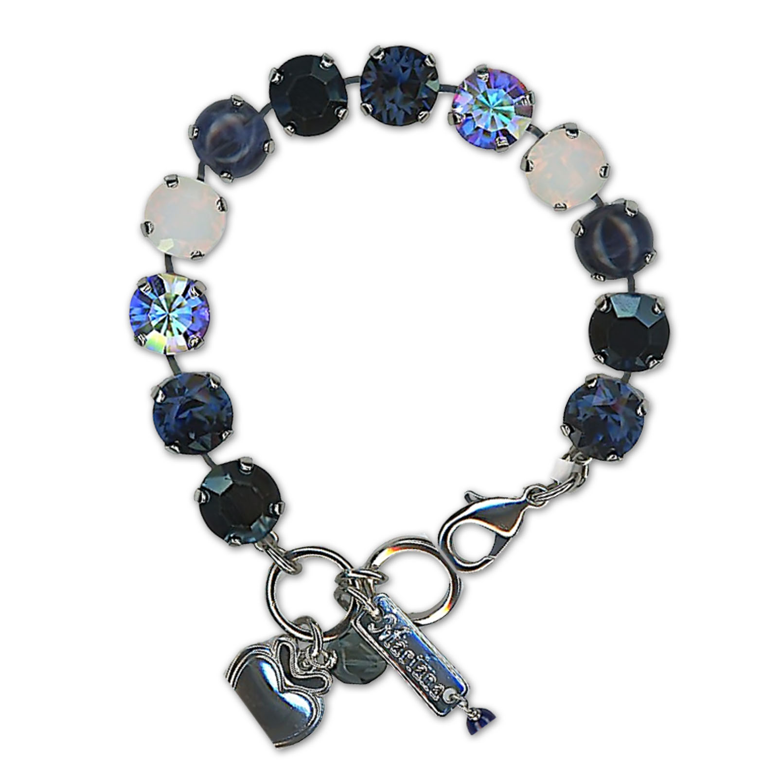 B-4445-1-M1069-RO (2) Bracelet by Mariana Woman Elegant Lapis Lazuli Mineral and Montana Swarovski Crystals - Image 1