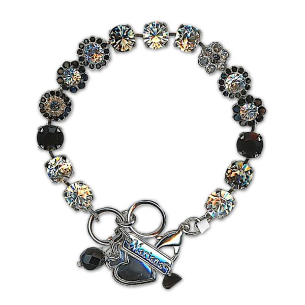 Bracelet by Mariana Woman Floral Jet and Moonlight Swarovski Crystals