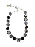Necklace By Mariana Woman Silvertone Necklace Black and Clear Swarovski Crystals