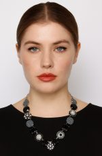 Necklace By Mariana Woman Silvertone Necklace Black and Clear Swarovski Crystals - Image 3