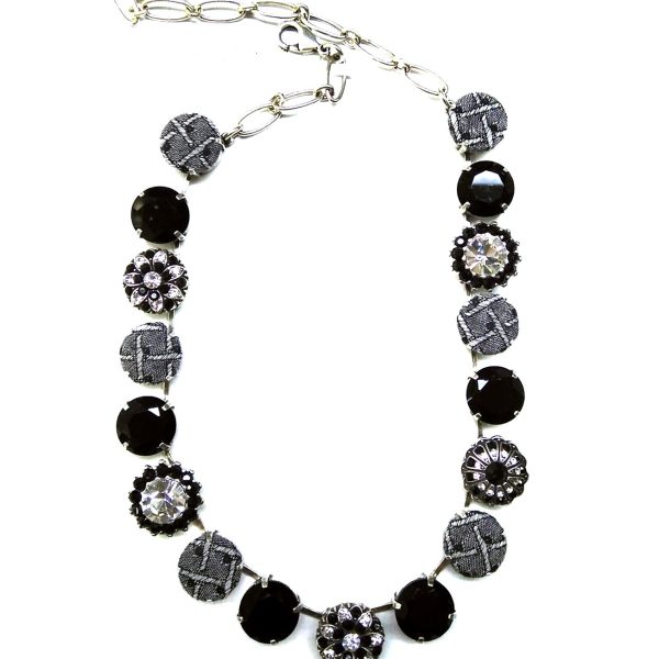 Necklace By Mariana Woman Silvertone Necklace Black and Clear Swarovski Crystals