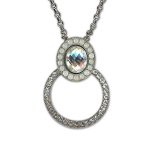 Necklace Pendant by Mariana Woman Glamorous Clear and Opal Swarovski Crystals