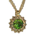 Necklace Pendant by Mariana Woman Floral Olivine and Topaz Swarovski Crystals