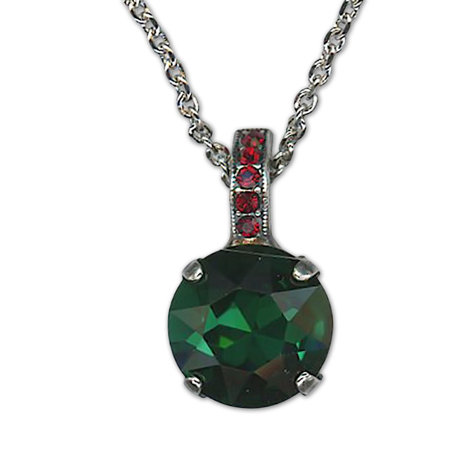 N-5056R-208205-RO (1) Necklace Pendant by Mariana Woman Classy Emerald and Siam Swarovski Crystals - Image 1