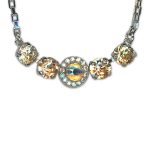 Necklace Pendant by Mariana Woman Luxurious Golden and Moonlight Swarovski Crystals