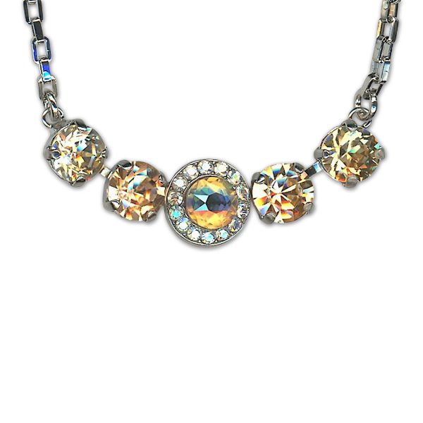 Necklace Pendant by Mariana Woman Luxurious Golden and Moonlight Swarovski Crystals