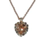 Necklace Pendant by Mariana Woman Heart Shaped Peach and Black Diamond Swarovski Crystals - Image 3
