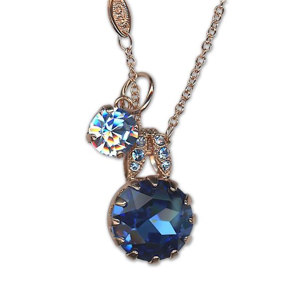Necklace Pendant by Mariana Woman Duo Sapphire Swarovski Crystals