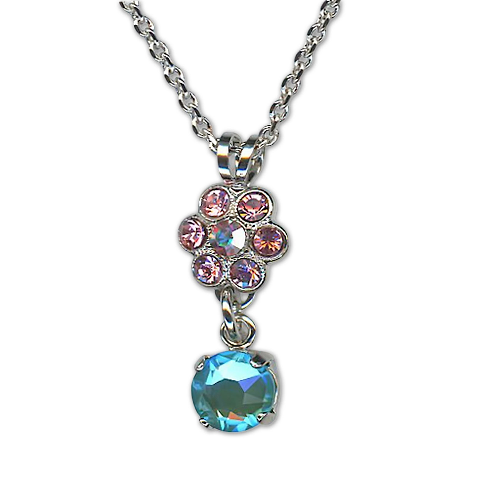 N-5173-30-21236-RO (1) Necklace Pendant by Mariana Woman Lovely Rose and Laguna Swarovski Crystals - Image 1