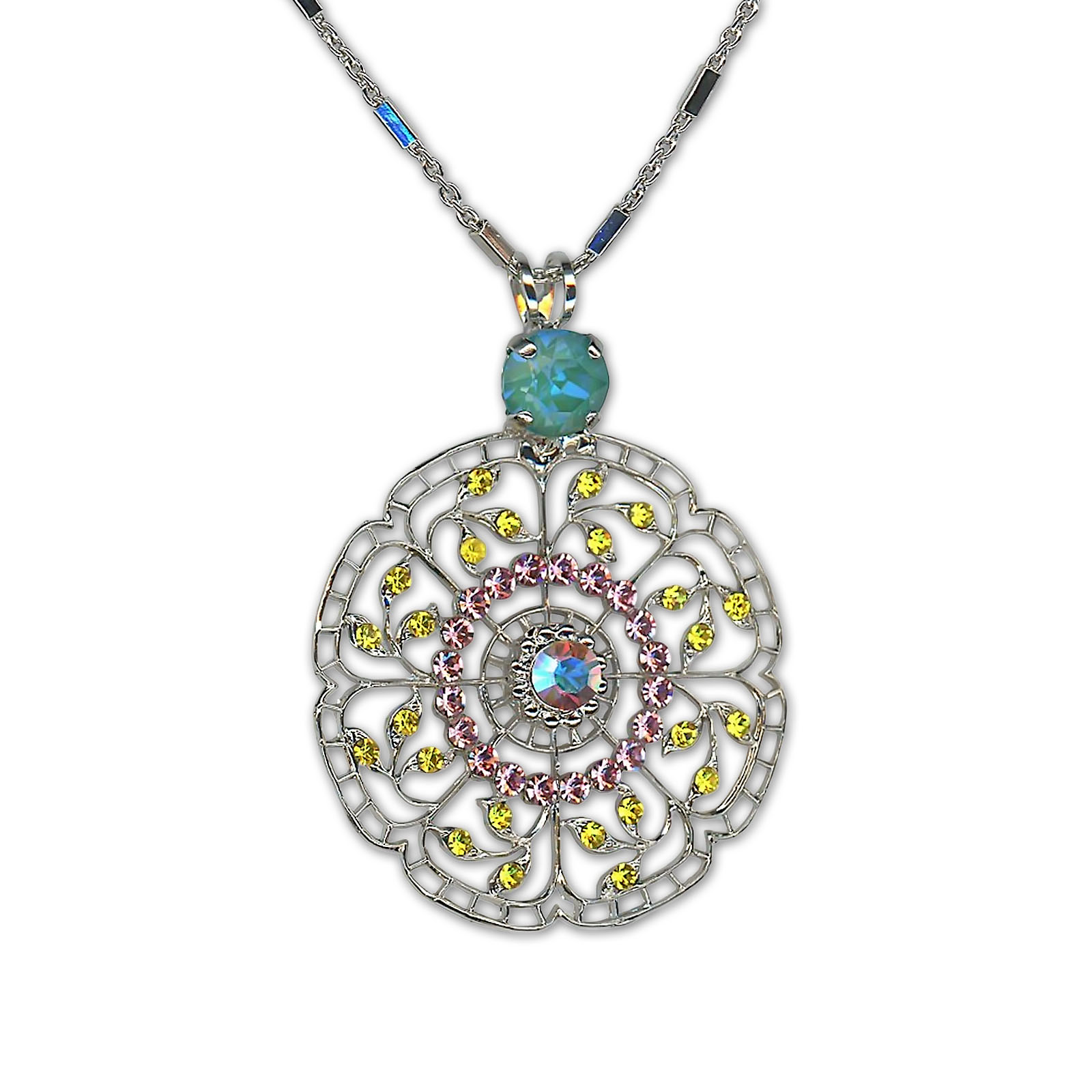 N-5210-21236-RO (1) Necklace Pendant by Mariana Woman Boho Chic Laguna and Rose Swarovski Crystals - Image 1
