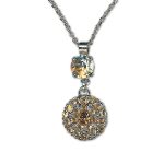 Necklace Pendant by Mariana Woman Ethereal Golden Shadow Swarovski Crystals