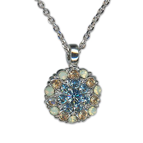 Necklace Pendant by Mariana Woman Floral Aquamarine and Opal Swarovski Crystals