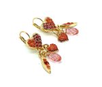 Earrings By Mariana Woman Dangling Orange and Rose Peach Swarovski Crystals - Image 4
