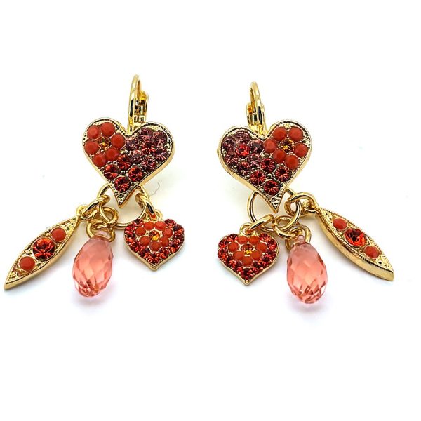 Earrings By Mariana Woman Dangling Orange and Rose Peach Swarovski Crystals