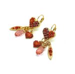 Earrings By Mariana Woman Dangling Orange and Rose Peach Swarovski Crystals - Image 2