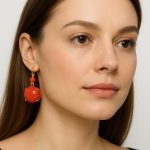 Earrings By Mariana Woman Classy Round Rose Peach Mineral - YG - Image 3