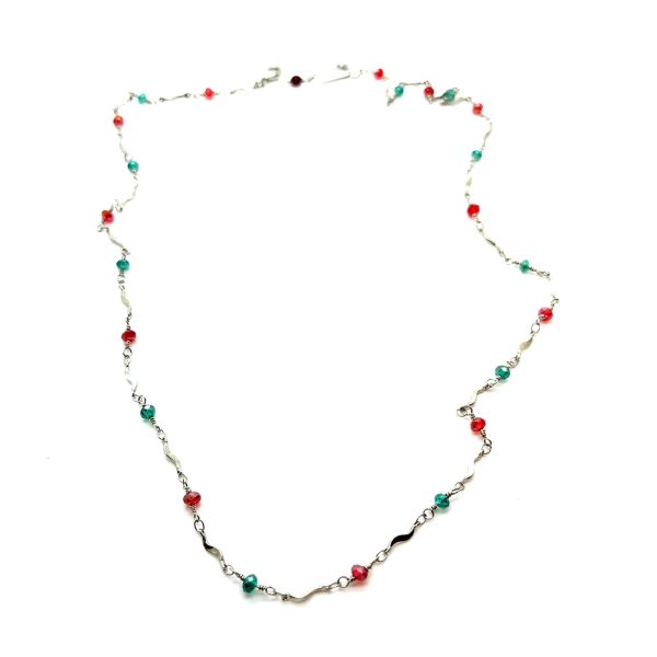 Necklace by Mariana Woman Sleek Chain Siam and Emerald Swarovski Crystals