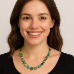 Necklace By Mariana Woman Elegant Malachite Mineral and Opal Swarovski Crystals - Image 3