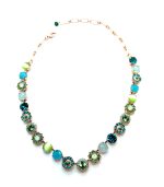 Necklace By Mariana Woman Elegant Malachite Mineral and Opal Swarovski Crystals
