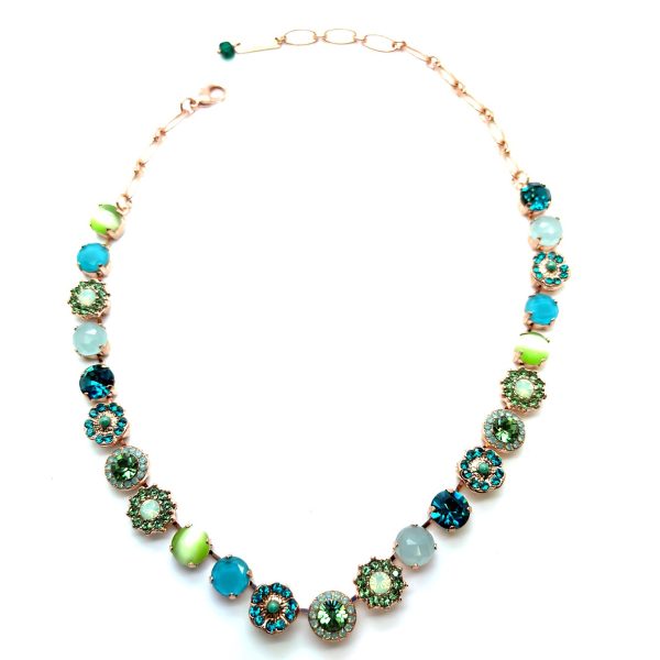 Necklace By Mariana Woman Elegant Malachite Mineral and Opal Swarovski Crystals