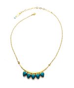 Necklace by Mariana Woman Five Heart Turquoise Swarovski Crystals - Image 2