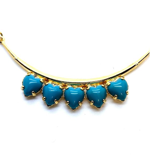 Necklace by Mariana Woman Five Heart Turquoise Swarovski Crystals