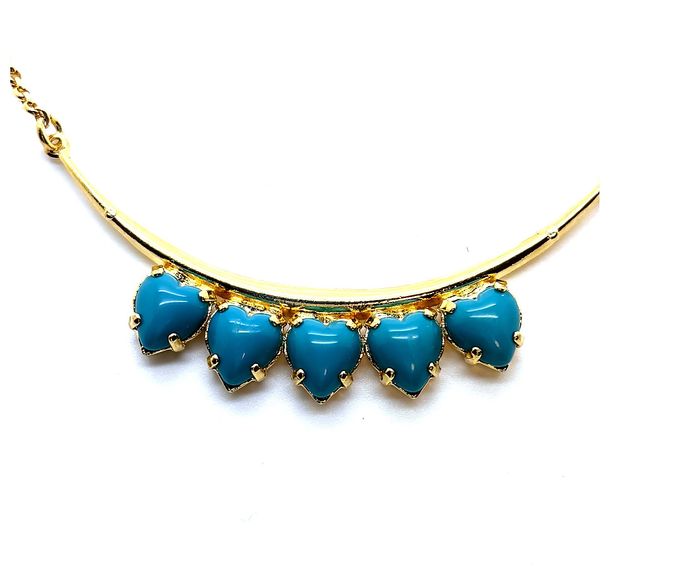 N-3396-1-267267-YG (2) Necklace by Mariana Woman Five Heart Turquoise Swarovski Crystals - Image 1