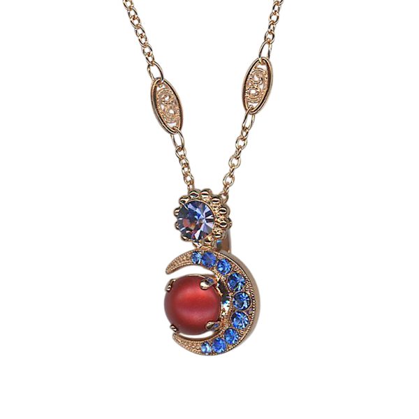 Necklace Pendant by Mariana Woman Crescent Sapphire and Tanzanite Swarovski Crystals