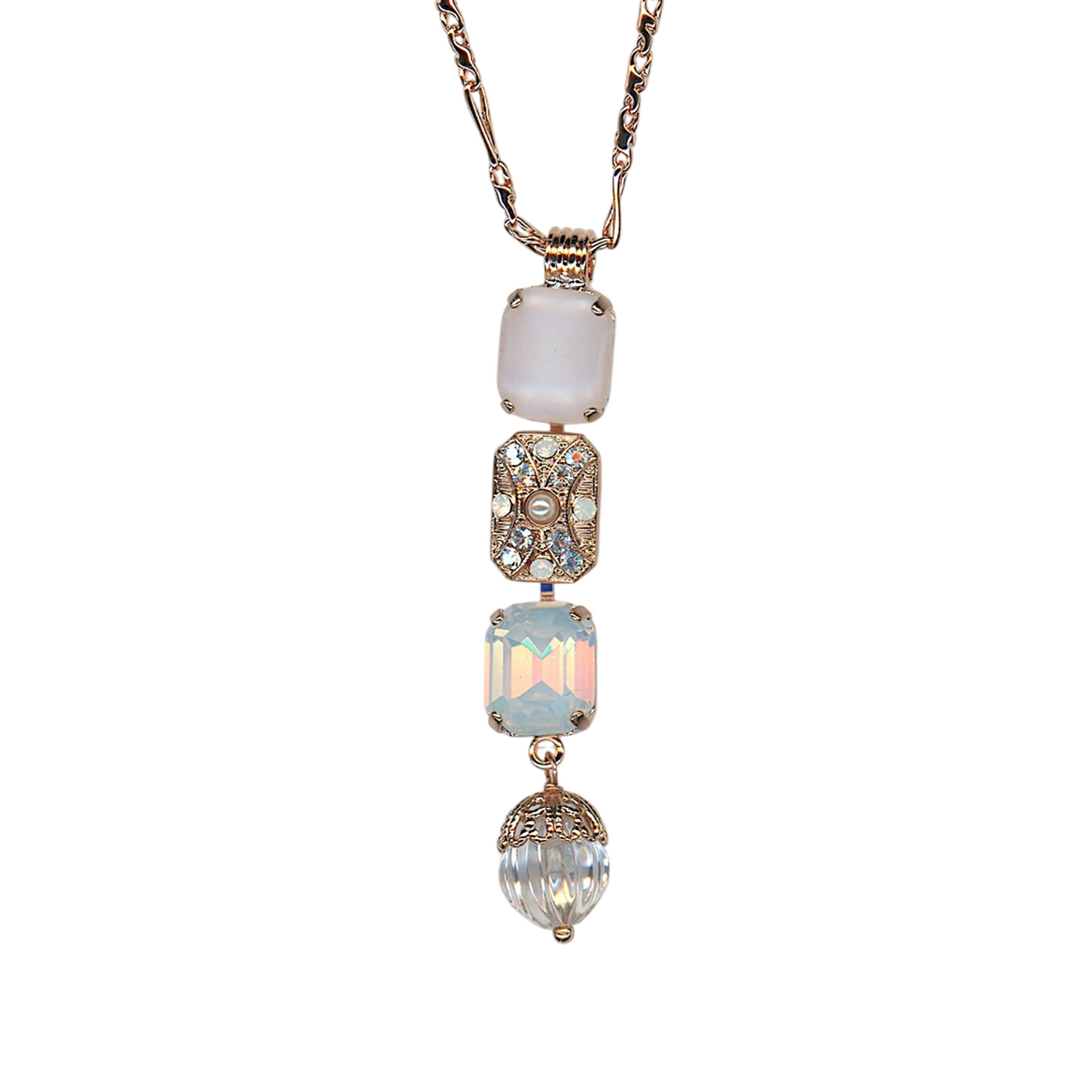 N-5040-9-2340-RG (2) Necklace Pendant by Mariana Woman Classy Opal and Clear Swarovski Crystals - Image 1