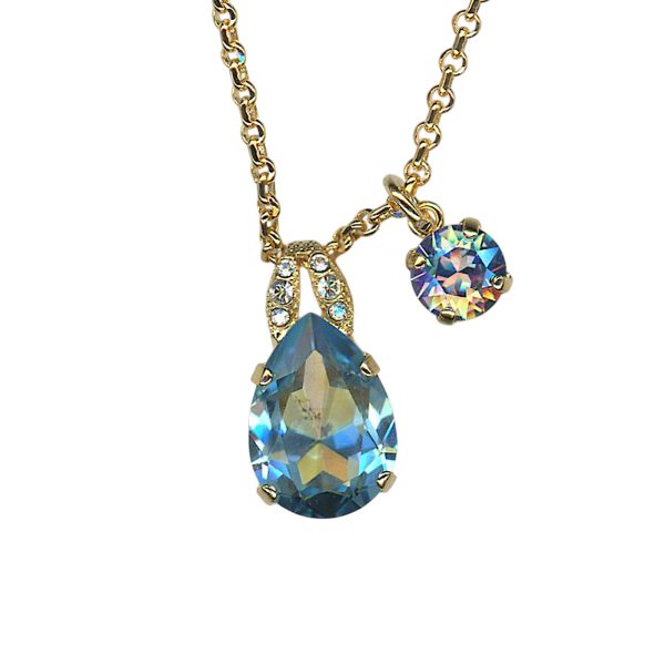Necklace Pendant by Mariana Woman Shimmering Aquamarine and AB Swarovski Crystals