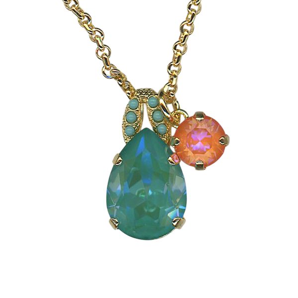 Necklace Pendant By Mariana Woman Charming Turquoise Pear Shape Swarovski Crystals