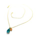 Necklace Pendant By Mariana Woman Charming Turquoise Pear Shape Swarovski Crystals - Image 2