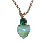 Necklace Pendant by Mariana Woman Heart Shaped Aqua and Emerald Swarovski Crystals
