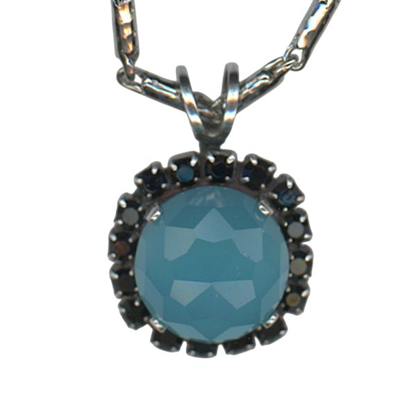 Necklace Pendant by Mariana Woman Fab Blue Quartz Mineral and Jet Swarovski Crystals