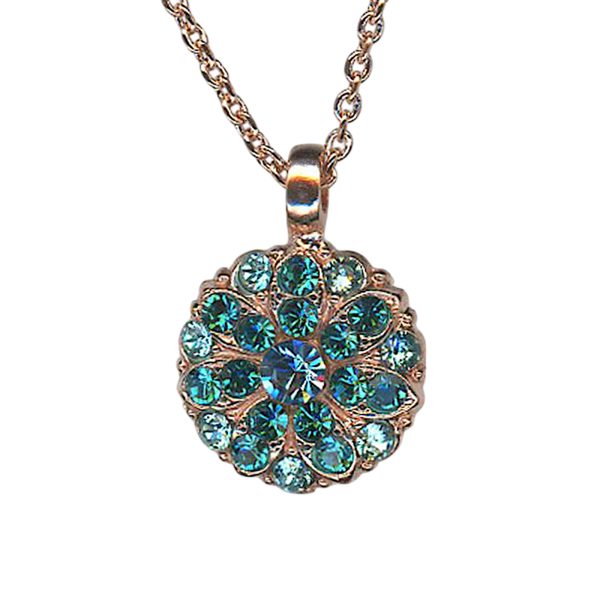 Necklace Pendant by Mariana Woman Floral Blue Zircon and Aquamarine Swarovski Crystals
