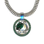 Necklace Pendant by Mariana Woman Elegant Emerald and Clear Swarovski Crystals - Image 3