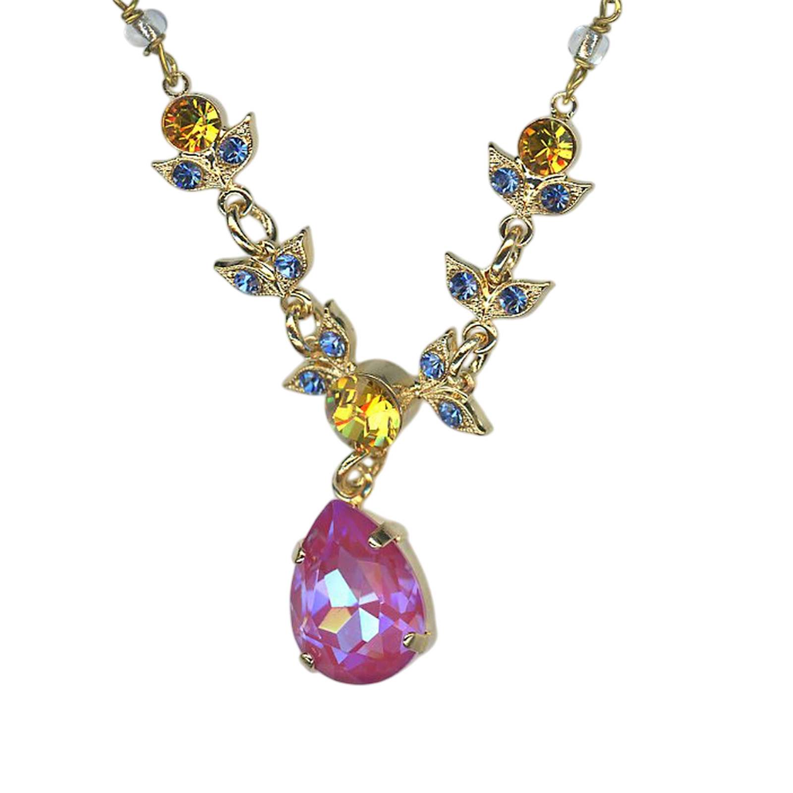 N-5302-30-168-1-YG (1) Necklace Pendant by Mariana Woman Luxurious Blush and Topaz Swarovski Crystals - Image 1