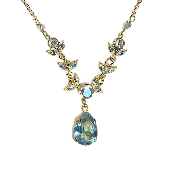 Necklace Pendant by Mariana Woman Elegant Aquamarine and Clear Swarovski Crystals