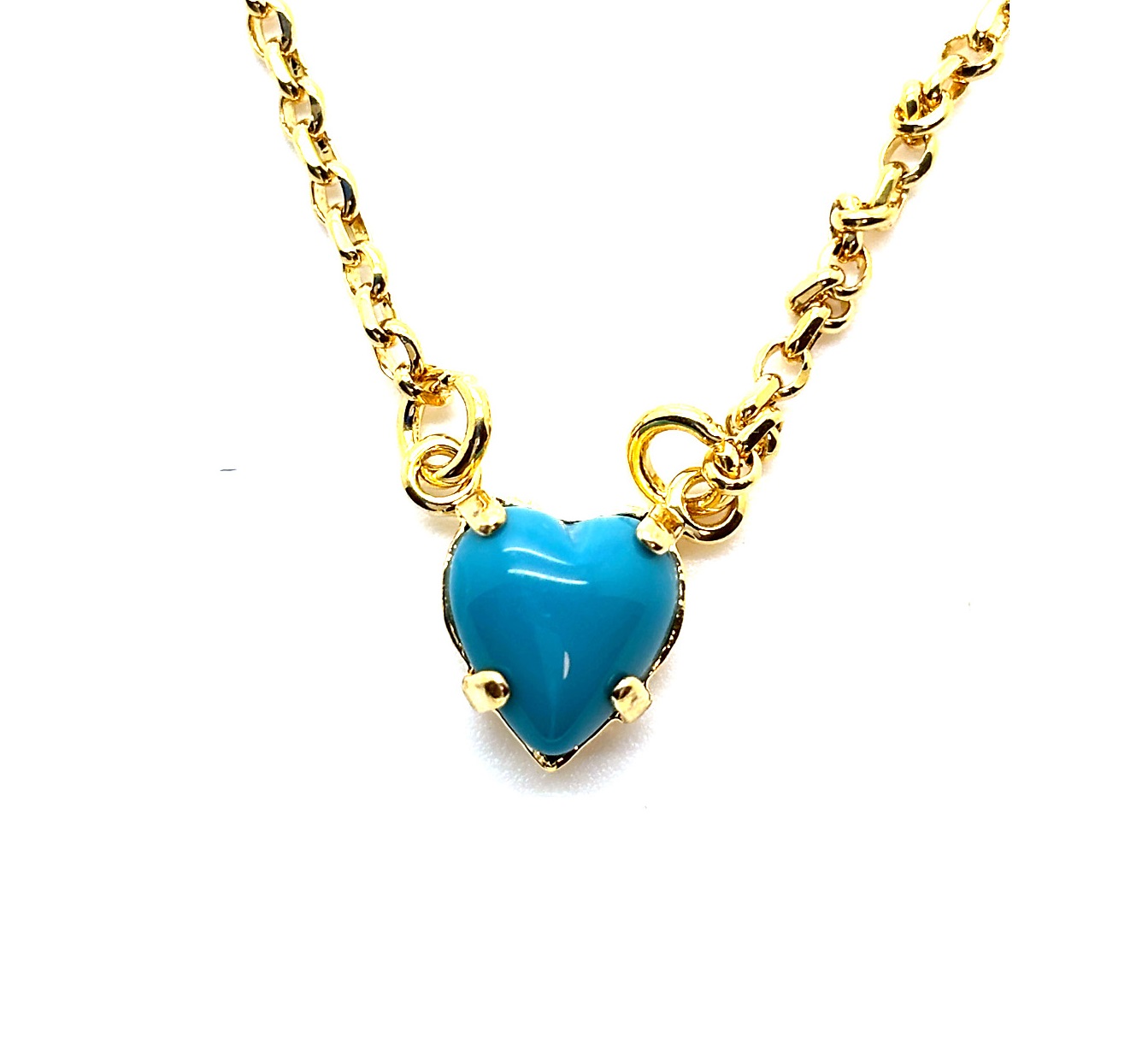 N-5396-1-267-YG (1) Necklace Pendant by Mariana Woman Heart Shaped Turquoise Swarovski Crystals - Image 1