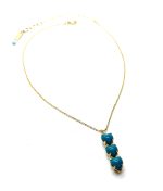 Necklace Pendant by Mariana Woman Triple Tier Heart Turquoise Swarovski Crystals - Image 3